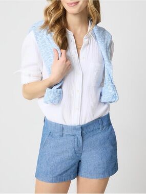 J. Crew Women’s Classic Blue Chambray Cotton shorts Sz 10 EUC Preppy Old Money